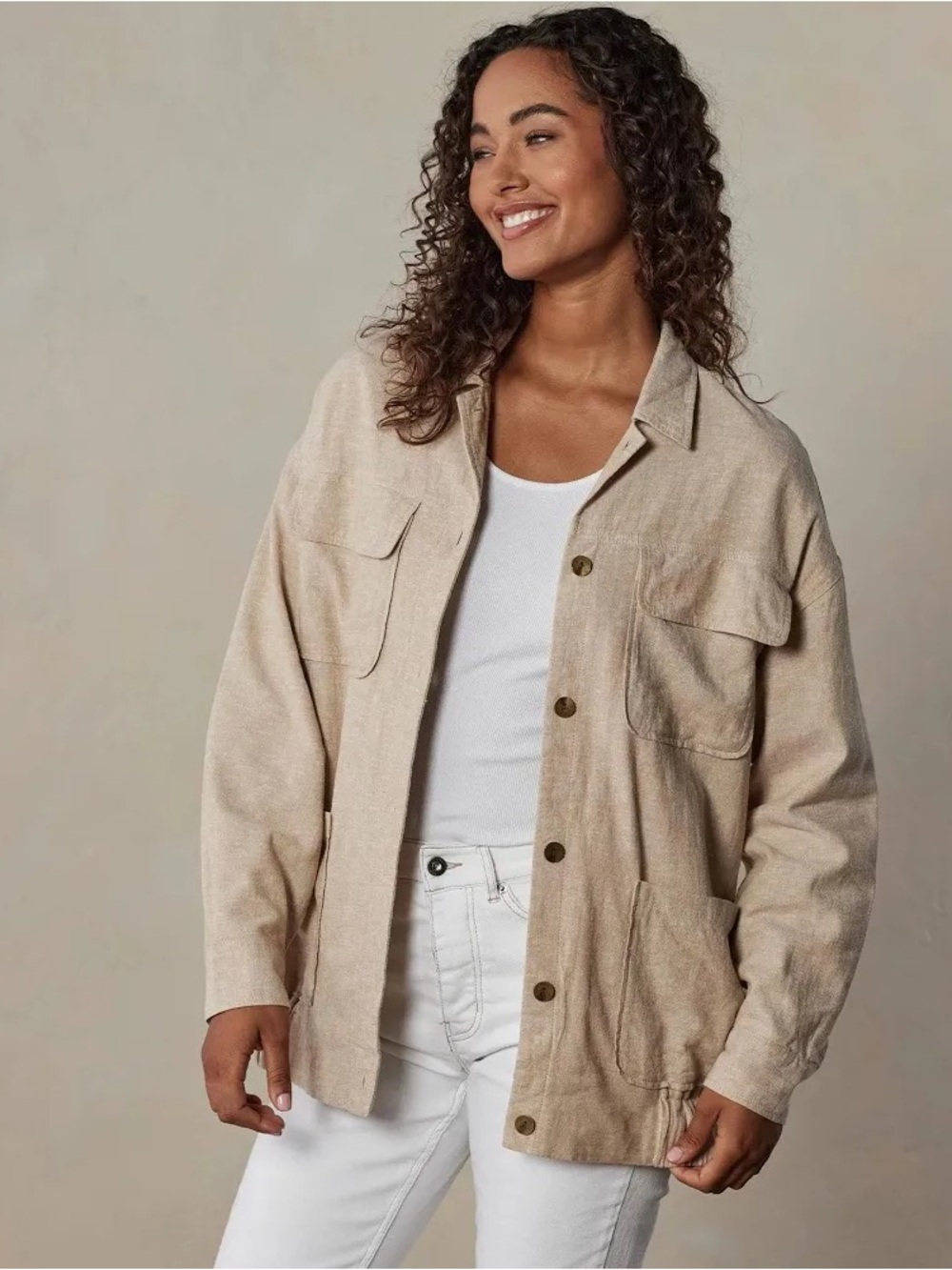 Normal Brand Women’s Camp Shacket Linen Blend Jacket